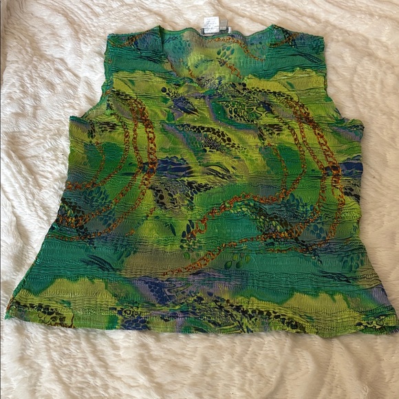 Alberto Makali Set cardigan and sleeveless top, green/ brown, vintage luxury , M - Picture 12 of 12